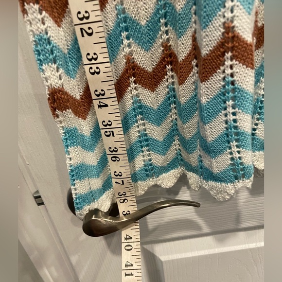 NWT C&C California Size M Blue Orange Crochet Cotton Thin Strap Mini Dress - Picture 6 of 10